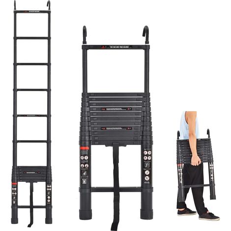 Échelle télescopique en aluminium 6,2 m hauteur crochet de sécurité escamotable Échelle avec crochet amovible (1/5)