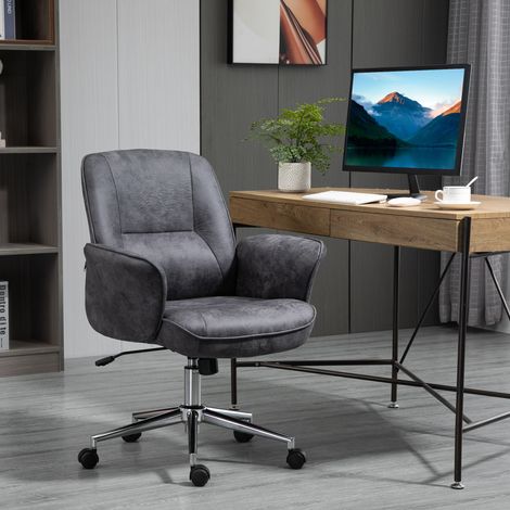 Fauteuil de bureau gris foncé structure acier pivotant hauteur réglable basculant, dimensions 65×70×106 cm (1/5)
