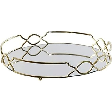 1 plateau à apéritif, métal miroir doré, plateau goûter design élégant, 30 x 30 x 5 cm, pour apéro ou présentation de desserts