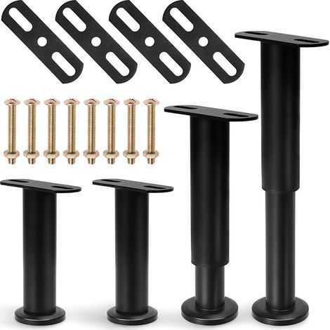 16 pièces réglable en métal cadre de lit jambes de soutien combo Kit, métal lit latte centrale Heavy Duty jambes de soutien de lit, pièces de rechange pour lit king size (1/5)