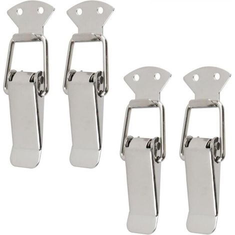 Federriegel, ohne Verriegelungsmechanismus, silberfarben, 47 mm Achsabstand, 4 eisen-/nickelbeschichtete Federriegel.