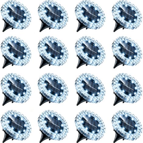 Lot de 16 lampes solaires encastrables – IP44 étanche, lumière blanche – Idéales pour escaliers, terrasse et allée – Jardin et extérieur (1/5)