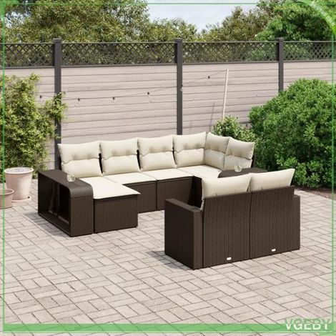 Salon de jardin - FAF7291712418969 - Résine tressée marron - Modulaire 10 pièces - Coussins déhoussables (1/5)