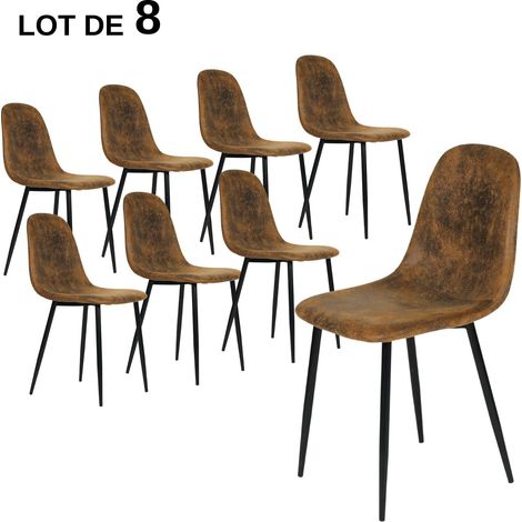 URBAN MEUBLE Lot de 8 chaises de salle à manger scandinaves vintage marron
