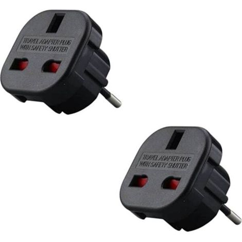 2er-Pack Adapter – UK-Stecker auf französischen Stecker – UK-Stecker auf Frankreich-Adapter – Typ G auf Typ C – Kompakt und leicht – Überspannungsschutz