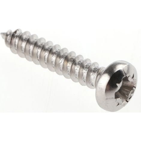 Vis autotaraudeuse RS PRO, N°No. 6 x 19mm, tête Cylindrique, en Acier Inoxydable ( Prix pour Sachet de 100 )