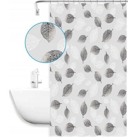 Tenda da doccia spessa, asimmetrica e impermeabile in PEVA, 180x180 cm + ganci