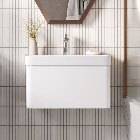 Signature Lucille Wall Hung 1-Drawer Vanity Unit with Basin 500mm Wide - Matt White (1/3)