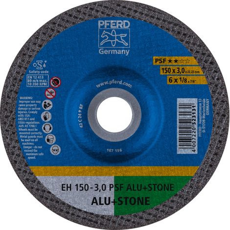 PFERD TOOLS Trennscheibe EH 150x3,0x22,23 mm gekröpft Uni.-Linie PSF ALU+STONE für Alu/NE-Met./Stein 25 Stk (1/5)