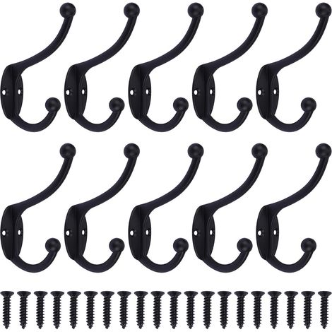 Rétro Crochet Patère Porte Manteau Mural Vintage Crochet de Porte Métal pour Salle de Bain Cuisine Chambre Entrée 10 Pièces Noir (1/5)