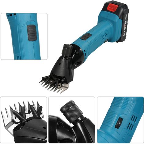 Ensemble de ciseaux à laine lithium-ion réglables à 9 dents et 6 vitesses, pour animaux (1/5)