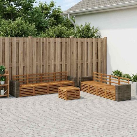 vidaXL Outdoor Sofa Set 9 pcs Natural (1/5)