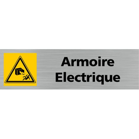 Signaletique.Biz France – Plaque de porte armoire électrique 170×50 mm – Aluminium brossé 2 mm – Signalisation durable pour locaux techniques (1/4)