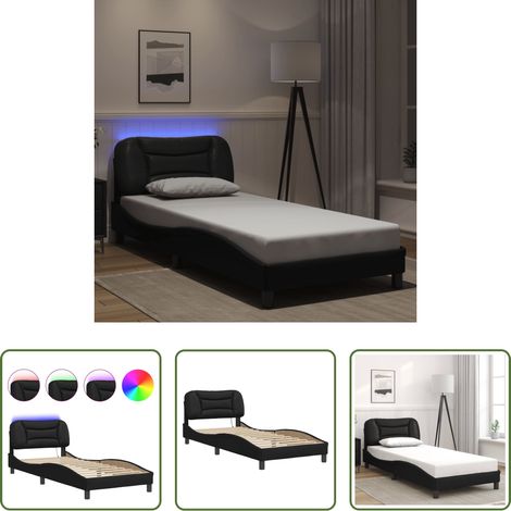 LED-Leuchten - Bettgestell mit LED ohne Matratze "Hvar" Schwarz 90x200 cm (1/5)