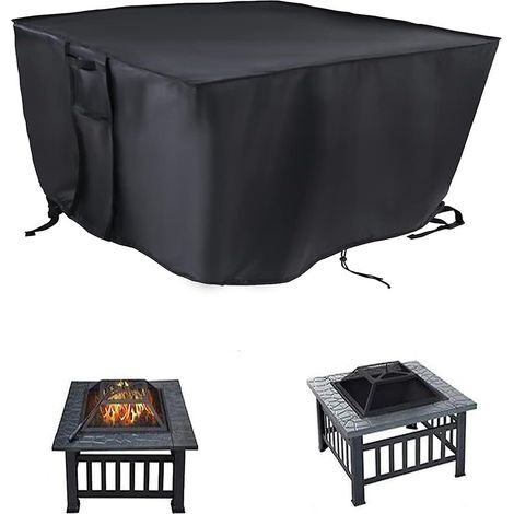 Housse imperméable et résistante pour foyer au gaz carré - Revêtement argenté pour table de patio (1/5)
