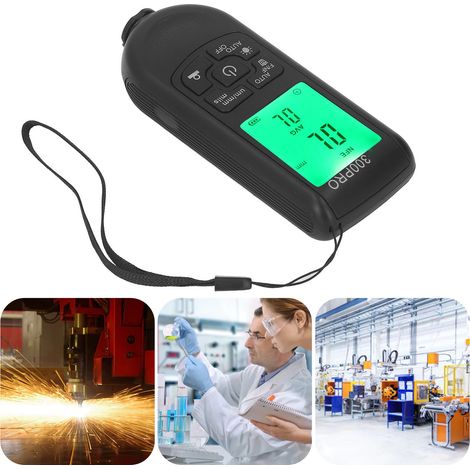 Jauge d'épaisseur de revêtement HW-300PRO, jauge de profondeur de peinture de voiture d'occasion pour les acheteurs (0-2000 µm), noire. (1/5)