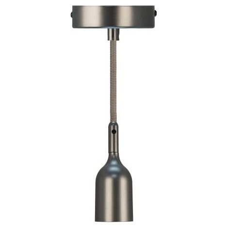 Kit Suspension E27 "Gun Métal" 1,5m - Câble Textile et Cache Douille Métal - Gamme "Luxurious Bell"