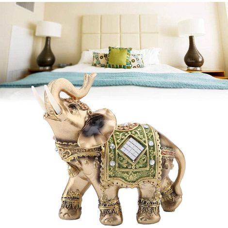 Éléphant Vert Statue Sculpture Chance Figurine Feng Shui Porte-Bonheur Décor Tableau de Bord Auto Décoration Taille S (1/5)