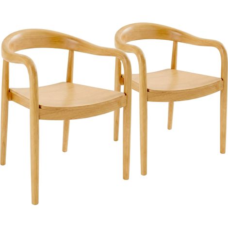 Lot de 2 chaises style scandinave en bois d'orme naturel