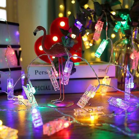 Guirlande lumineuse LED de 3 m pour photos, idéale pour la décoration de chambre et les occasions spéciales - Fixation murale sans perçage avec 20 LED colorées (1/2)