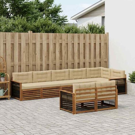 vidaXL Outdoor-Sofagarnitur mit Kissen 8 pcs Natur und Beige (1/5)