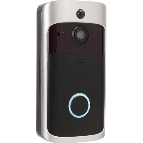 Sonnette vidéo Ring, sonnette vidéo sans fil WiFi, sonnette vidéo intelligente WiFi 720p avec vision nocturne et interphone vidéo à distance (V5 Noir (application Aiwit)) (1/5)