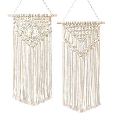 Tenture Murale Macramé - Coton Naturel - Décoration Intérieure Bohème - Pour Salon Chambre Bureau - 1 Pièce (1/5)