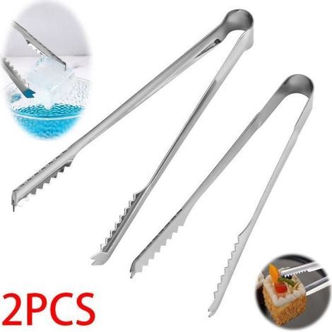 HONORNIC - Pince de Cuisine,Pince à Barbecue,pince à glaçons,Pinces Alimentaires,Pince à Griller en Inox,pour bar,café,buffet,dessert,salade (1/4)