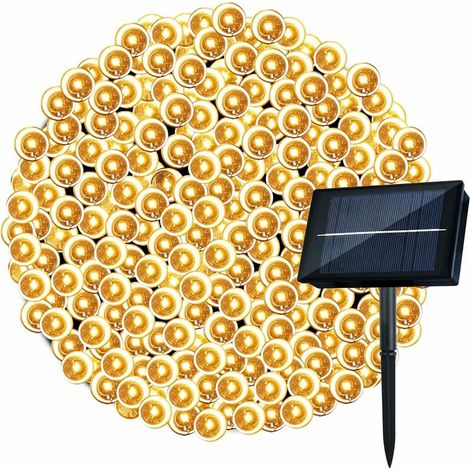 Guirlande Lumineuse Solaire - Guirlande Solaire Exterieur 12M 100 LED Jardin Guirlande Lumineuse Etanche 8 Modes pour Jardin, Mariage, Terrasse,Anniversaire,Noël pour Lampe Décoratives(Couleur chaude) (1/5)