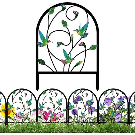 Lot de 4 clôtures de jardin décoratives en métal pour cour, terrasse, parterre de fleurs, pelouse, extérieur, décoration paysage, barrière pour animaux (1/5)
