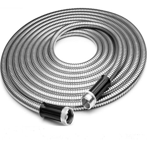 Hose D Arrosage En Acier Inoxydable 304 - 7,6 M - Résistant Aux Intempéries - Pour Jardin Patio Et Lavage De Véhicule - 1 Pièce (1/5)