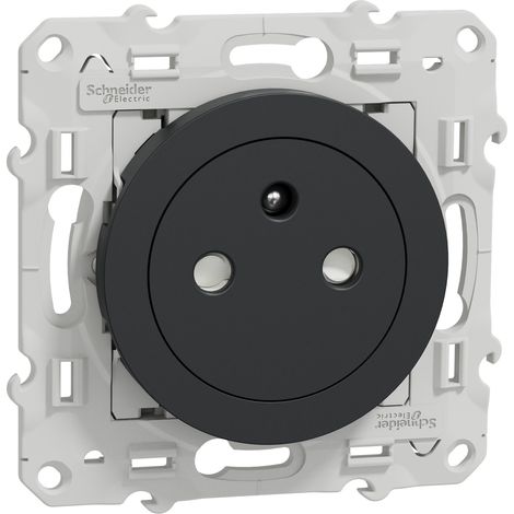 Odace - Einbausteckdose 2P+T - Anthrazit - Schnellanschluss - SCHNEIDER ELECTRIC - S540052 (1/2)