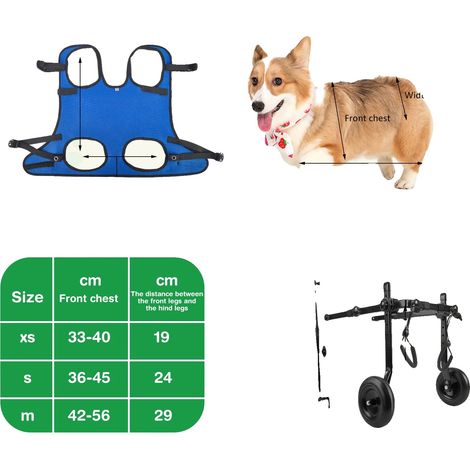 Silla de ruedas para mascotas, diseño ajustable, ruedas de rodamiento suave, azul, S (1/2)
