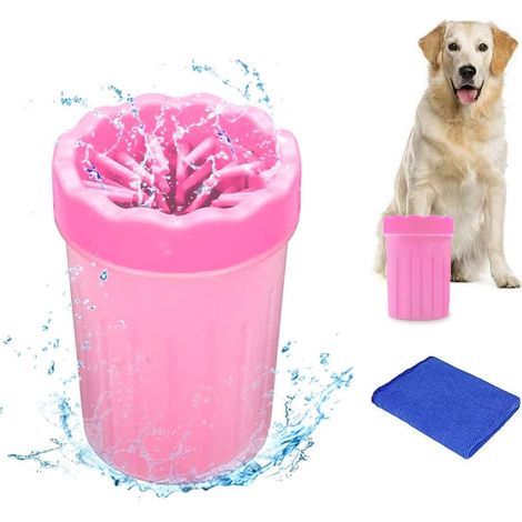 Nettoyant pour pattes d'animaux, nettoyant pour pattes en siliCône, nettoyant pour pattes de chien portable avec serviette pour chiens, chats, soins de massage, griffes sales-Fei Yu (1/5)