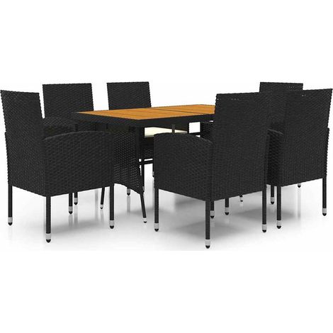 Maison Exclusive - Set da Pranzo per Esterni 7 pz in Polyrattan Nero (1/5)