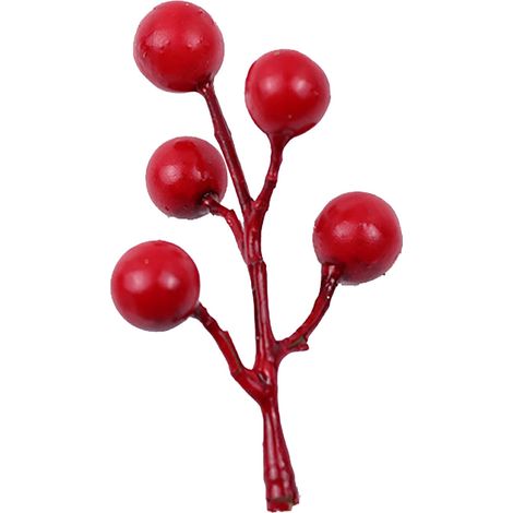 Rameau De Baies Artificielles - Simulateur De Fruits Rouges Pour Décoration De Sapin De Noël - 20 Cm - Lot De 10