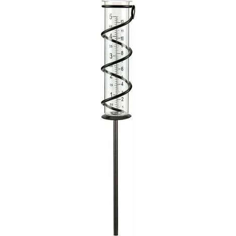 Pluviometre - Verre - Support Spiralé En Métal - Pour Jardin Et Pelouse - Hauteur 45 Cm - Diamètre 5 5 Cm - 1 Pièce