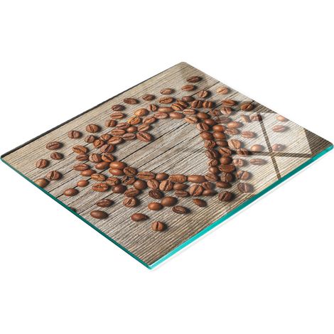 Elegante e resistente lavagna in vetro con stampa a forma di cuore e chicchi di caffè, 60x52 cm. (1/5)