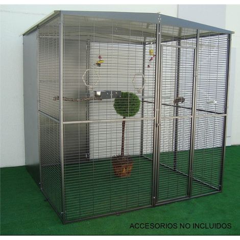 Volière de jardin pour perroquets 4m² – Hauteur 195 cm – Toit à deux pentes – Panneaux en acier non toxique – Système d'ancrage au sol – Imor (1/5)