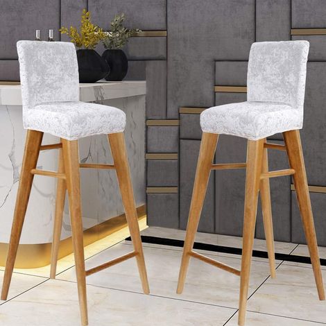 Housse De Chaise De Bar - Élastique Lavable En Velours - Pour Chaise Pivotante Courte - Blanc - 6 Pièces (1/5)