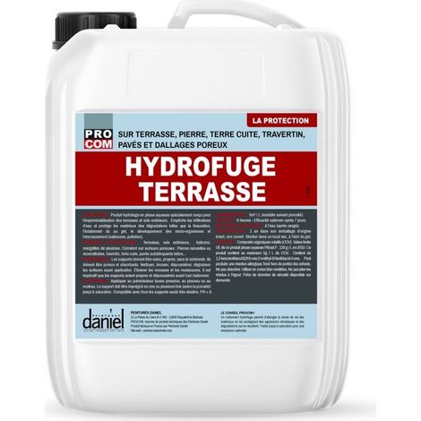 Hydrofuge terrasse incolore – Imperméabilisation travertin, pierre naturelle, terre cuite, béton, dallage – Protection anti-moisissures 20L