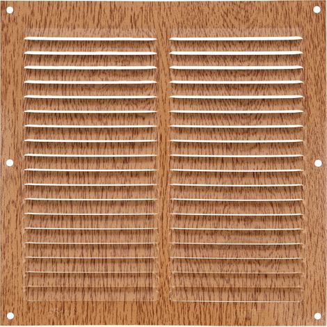 Grille de ventilation carrée en Aluminium Grilles d'aération pour sortie d'air Idéal pour plafond de cuisine et de salle de bain Dimensions : 200 x 200 mm Couleur: Bois (1/5)