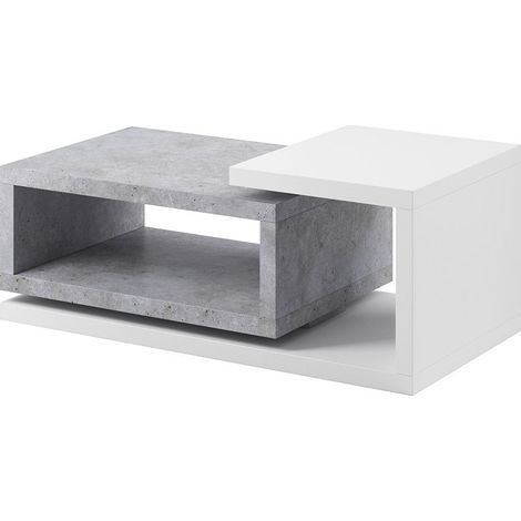 Table basse design collection BERGAME. Coloris blanc et gris. Style design