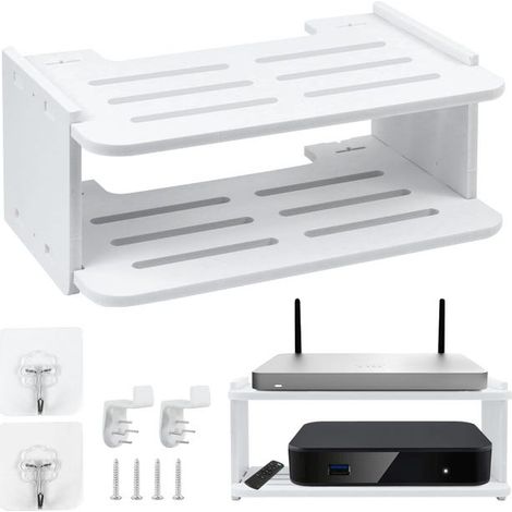 Etagere Decodeur,Etagere Murale TV,Support Box Internet pour Stocker Routeurs,Projecteurs,Verdure,Téléphones Portables et Haut-Parleurs Intelligents (1/5)