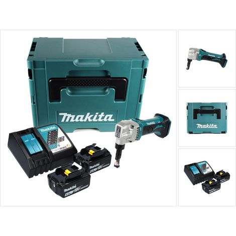 Makita DJN 161 RGJ Akku Knabberschere 18 V + 2x Akku 6,0 Ah + Ladegerät + Makpac
