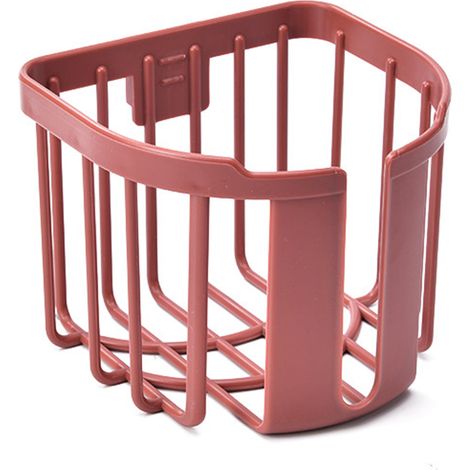 Porte-rouleau de papier toilette mural robuste - Panier de rangement pour salle de bain - Accessoire ménager pratique - Rouge (1/4)