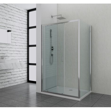Elite Chrom Fixglaselement 6 mm mit Easy Clean, 88,5-90 x 195cm (1/2)