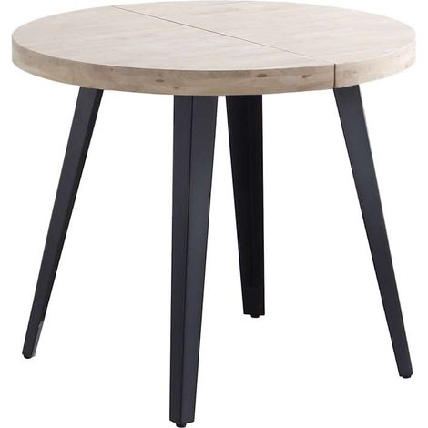 Mesa comedor redonda extensible BERG de 80 - 120 - 160 x 80 x 76 cm roble Nordish y negro (1/5)