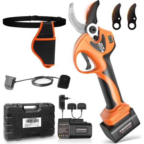 Sécateur Électrique, 40mm Progressive Secateur Electrique Sans Fil, 1050W 21V 2A+4A Secateur Electrique avec Batterie pour branches de jardin, verger, vignoble et olivie (1/5)