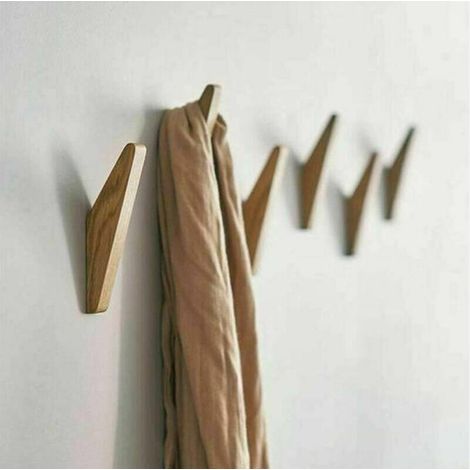 Lot de 6 patères vintage porte-manteau en bois porte-manteau en bois capacité de charge 5 kg patère murale patère robe patère chapeau porte-manteau polyvalent Appe (1/4)
